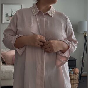 H&M soft pink collared shirt, XL